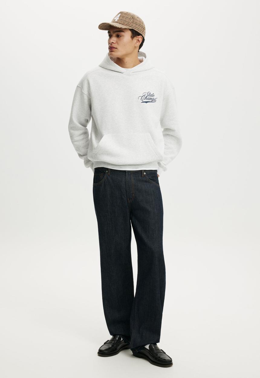 Cotton On - Box Fit Graphic Hoodie - Athletic Marle/State Champs