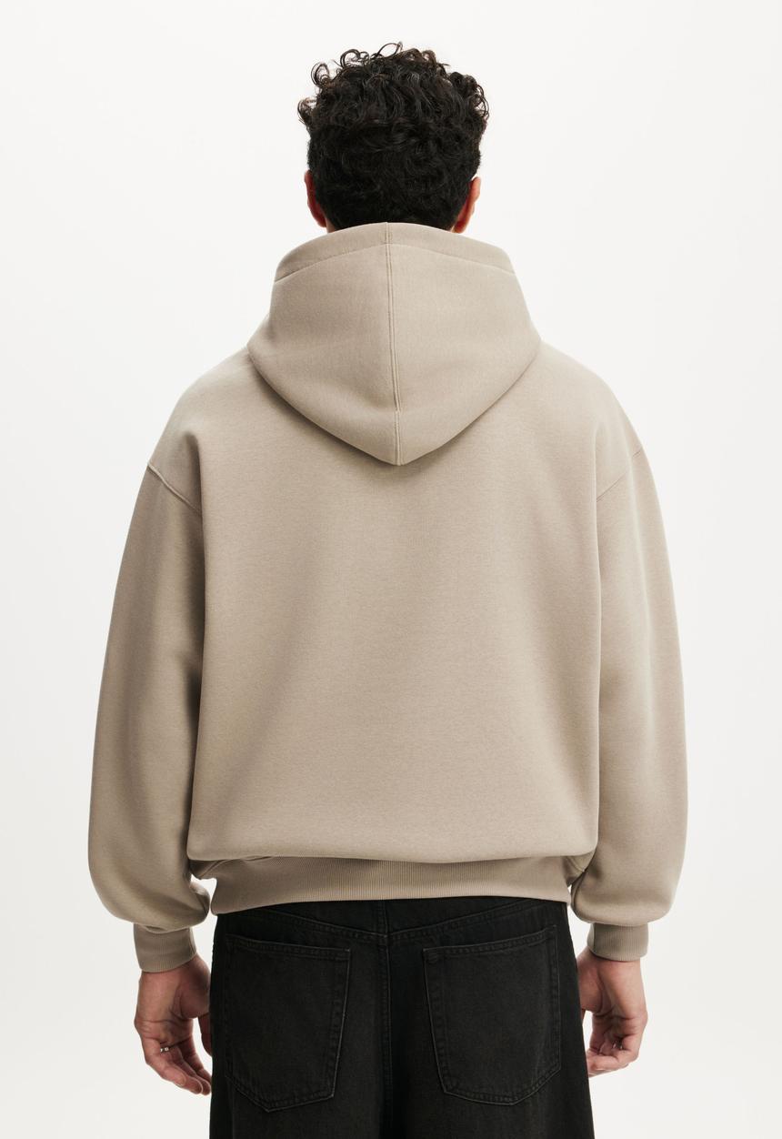 Cotton On - Box Fit Graphic Hoodie - Hazelnut/All State Football
