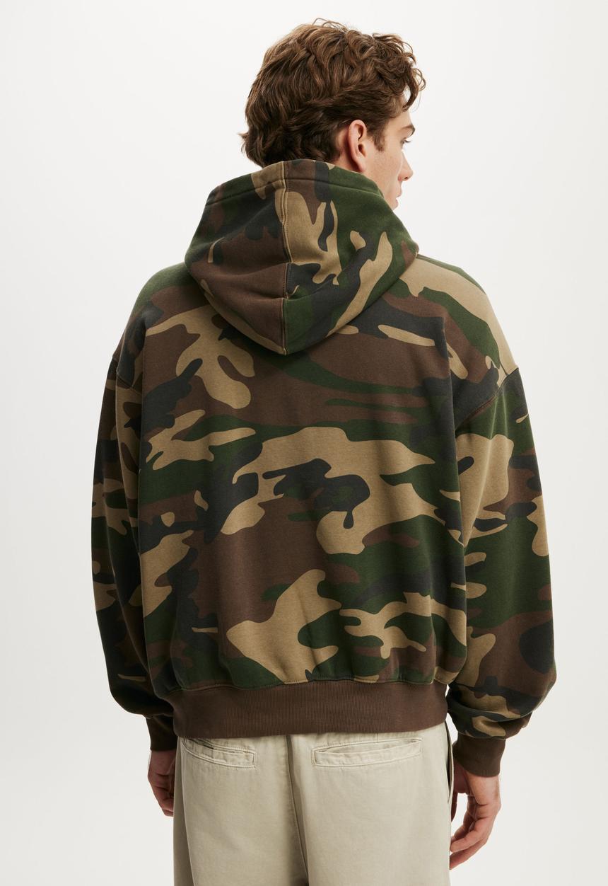 Cotton On - Box Fit Hoodie - Forest Camo Wash