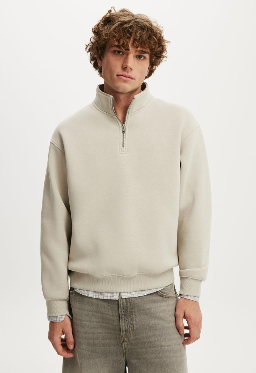 Cotton On - 1/4 Zip Fleece - Stone