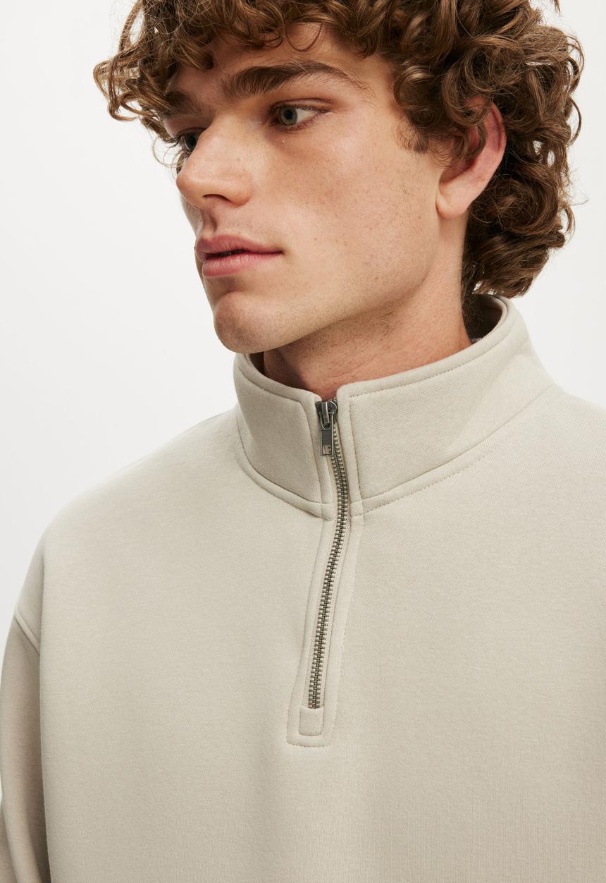Cotton On - 1/4 Zip Fleece - Stone