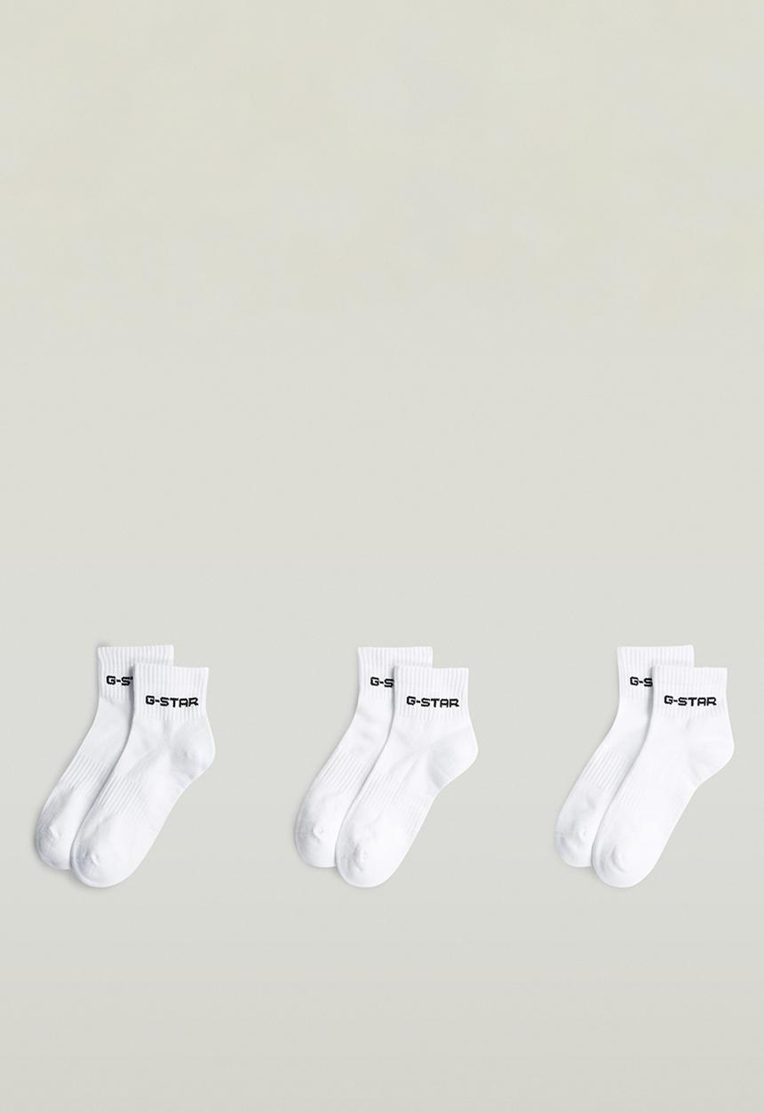 G-STAR - Short Logo Socks 3-Pack - Bright White