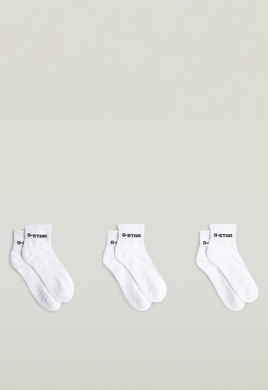 G-STAR - Short Logo Socks 3-Pack - Bright White