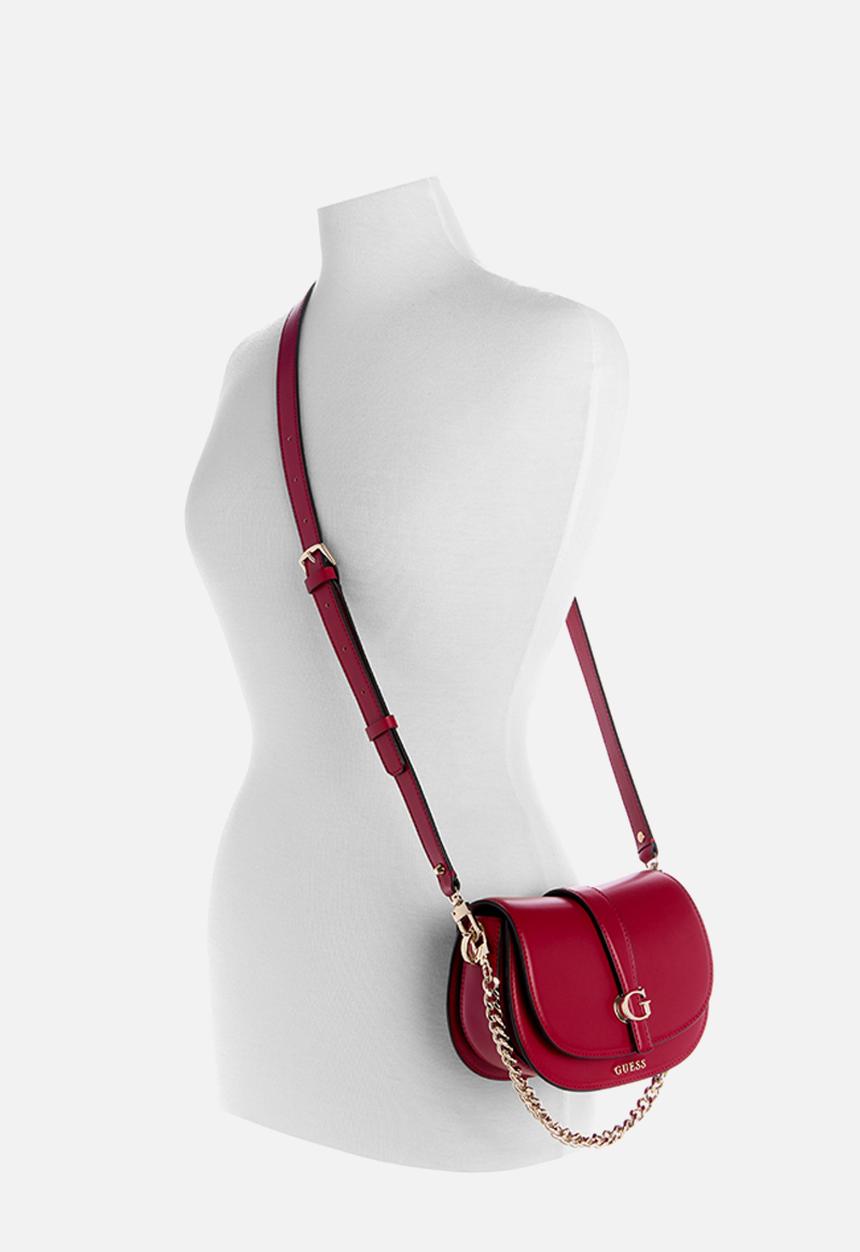 GUESS - Carrie Mini Flap Crossbody Bag- Dark Cherry