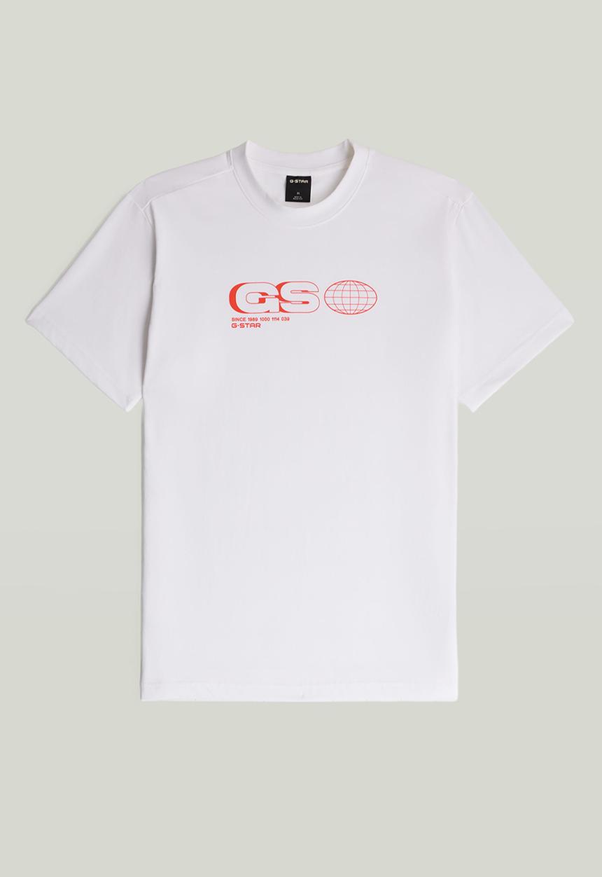 G-STAR - GS Globe print regular luxxe tee - white