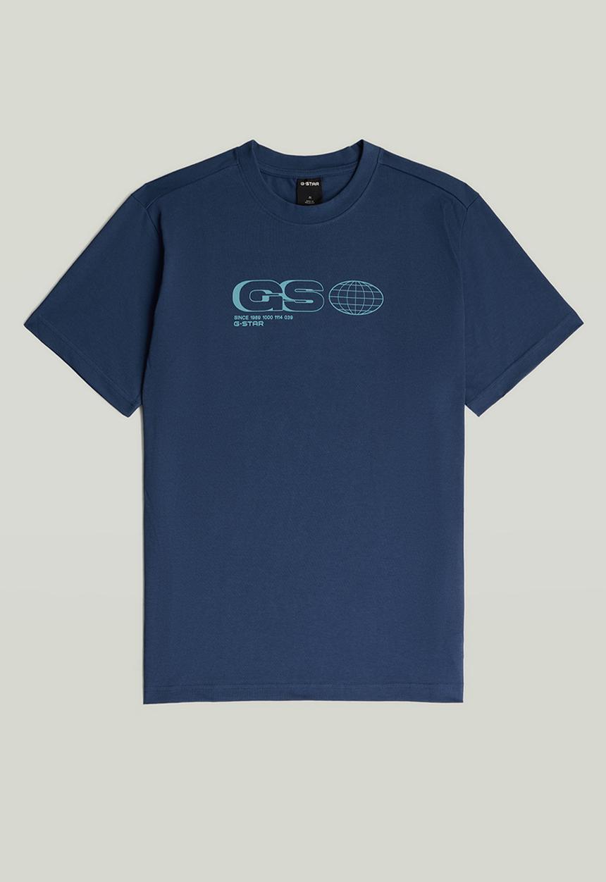 G-STAR - GS Globe print regular luxxe Tee - Blue