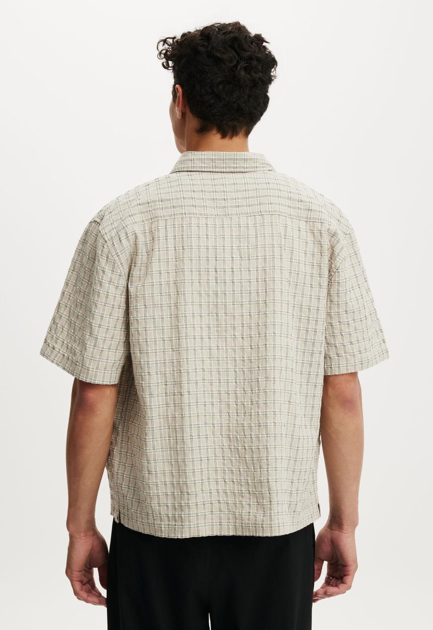 Cotton On - Darcy Short Sleeve Shirt - Bone Mini Grid Check