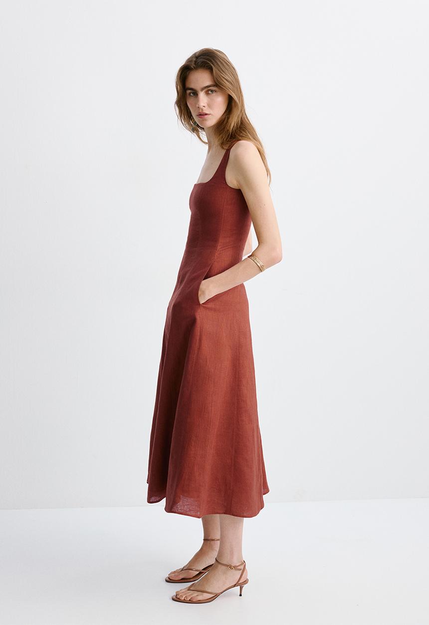 MANGO - Dress lena - medium orange
