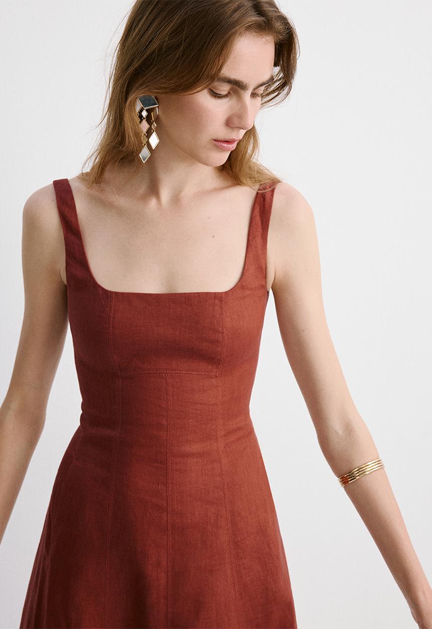 MANGO - Dress lena - medium orange