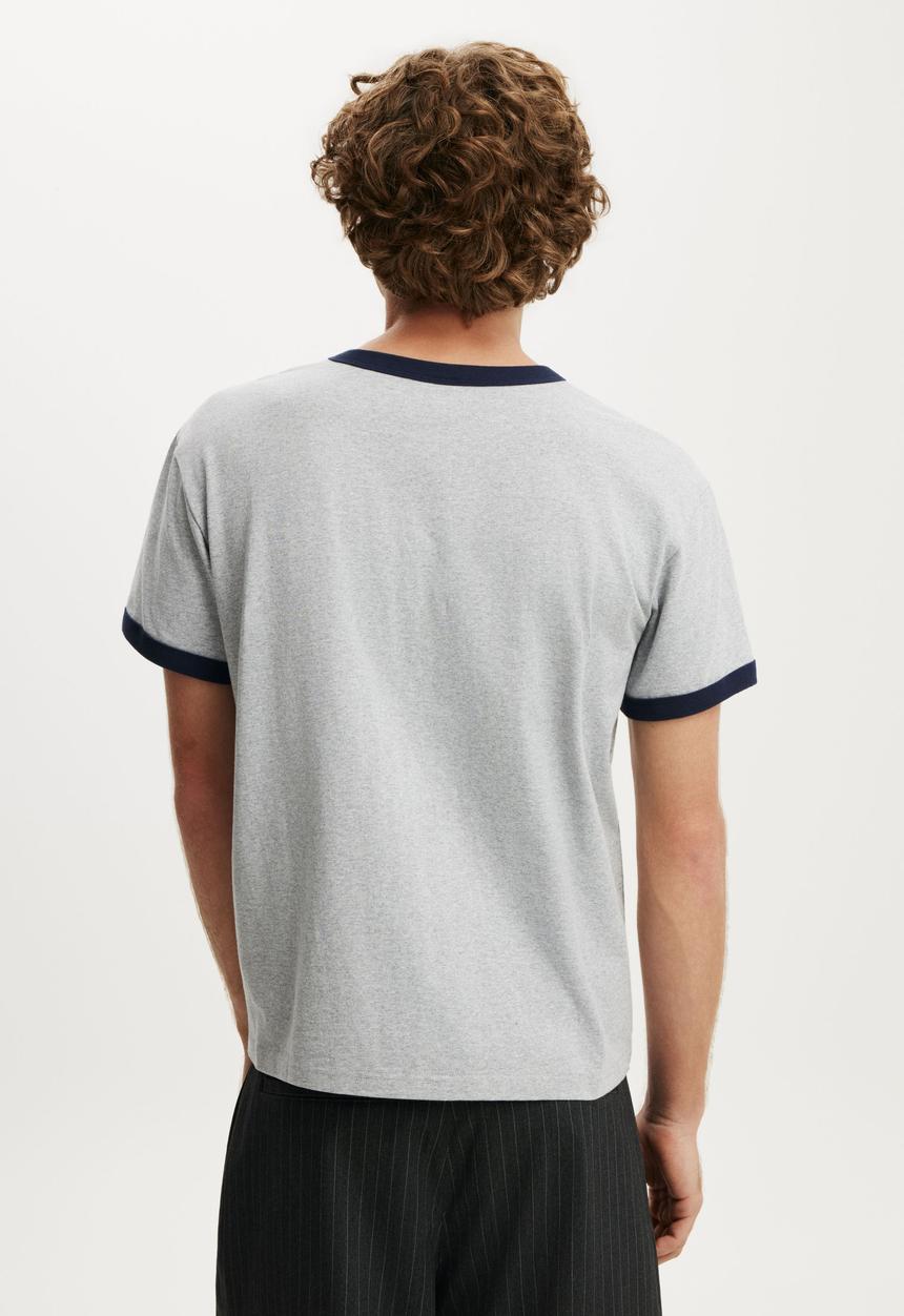 Cotton On - Fitted T-shirt - Grey Marle/Vintage Navy Ringer