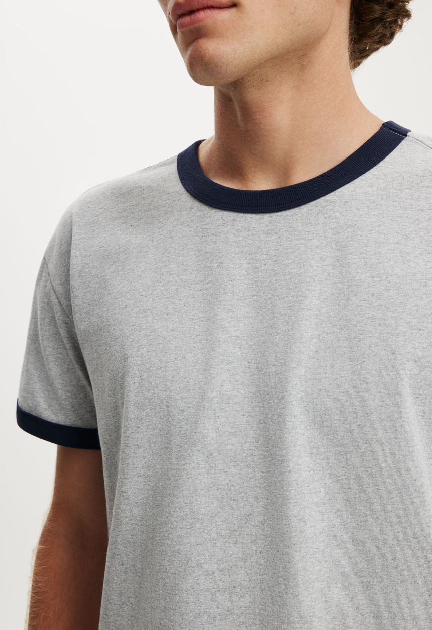 Cotton On - Fitted T-shirt - Grey Marle/Vintage Navy Ringer