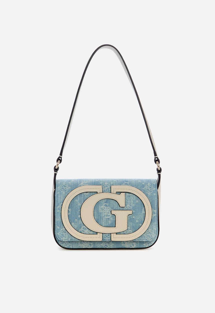 GUESS - Ruby Flap Shoulder Bag - Denim Logo