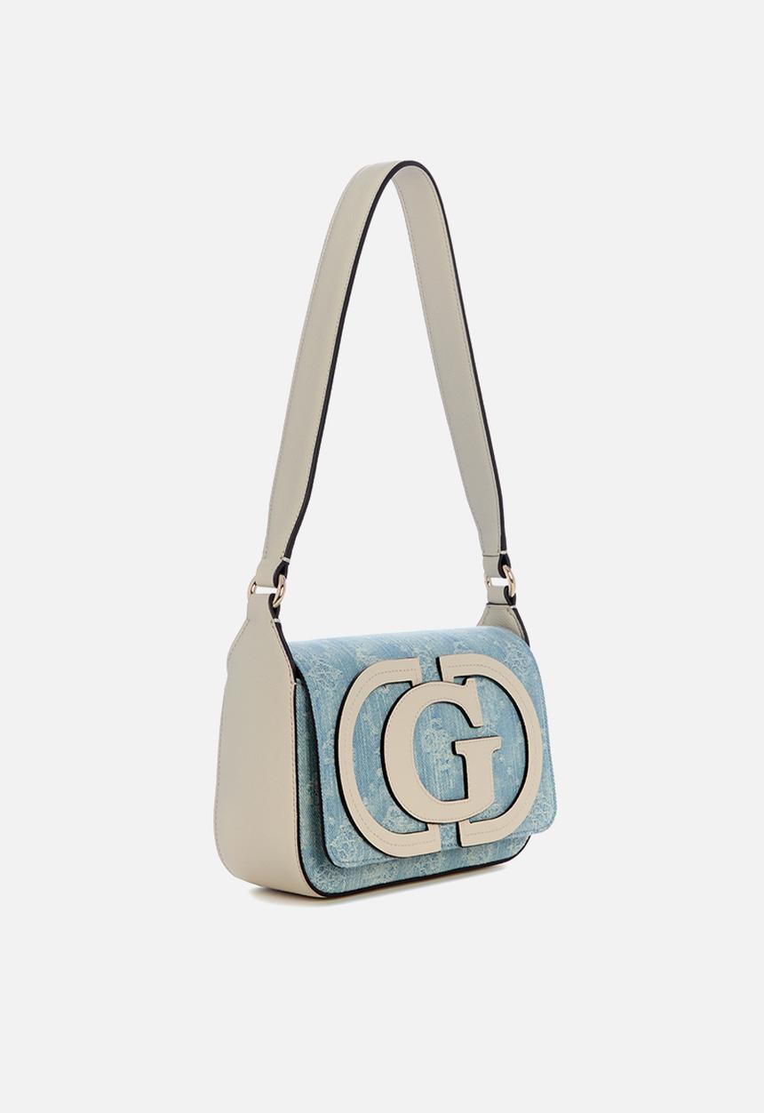 GUESS - Ruby Flap Shoulder Bag - Denim Logo