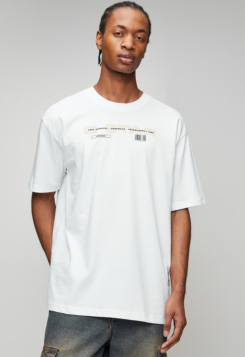 G-STAR - 001 Barcode print relaxed r t - White Base