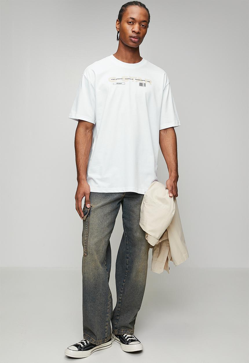 G-STAR - 001 Barcode print relaxed r t - White Base