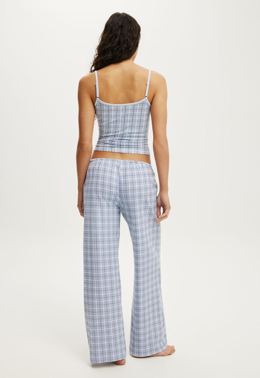 Cotton On - Dreamy soft wide leg pant - isla micro check daydream blue
