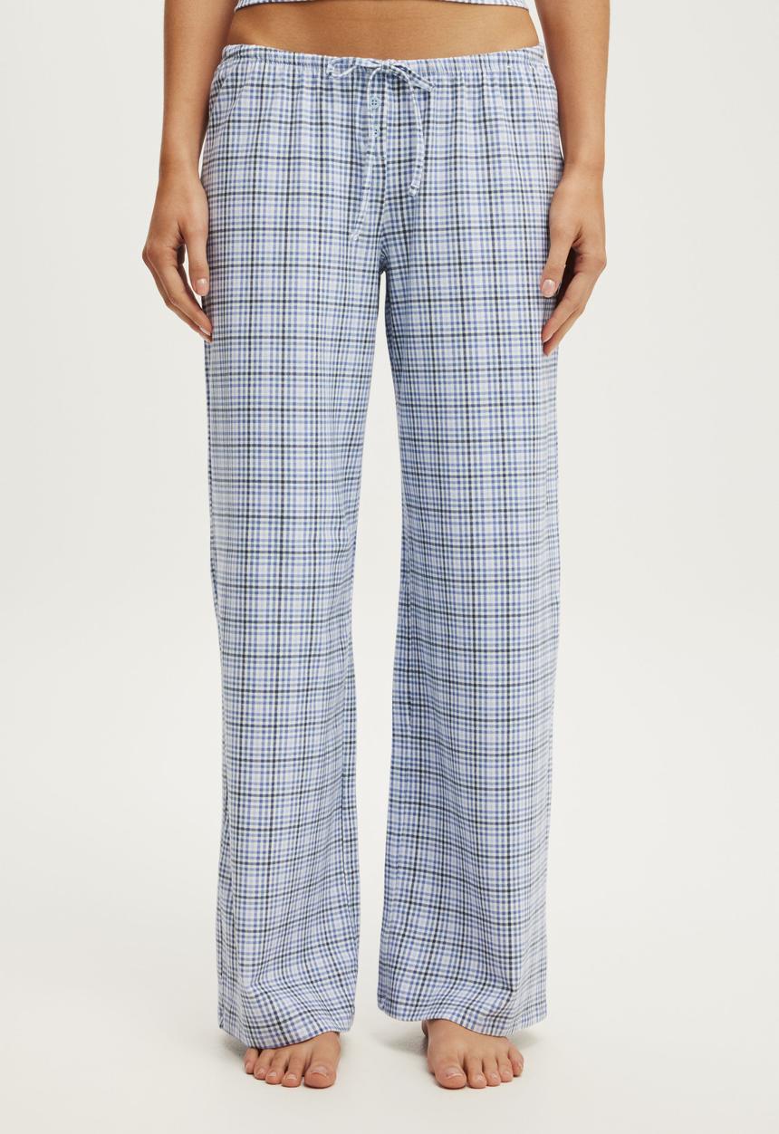 Cotton On - Dreamy soft wide leg pant - isla micro check daydream blue