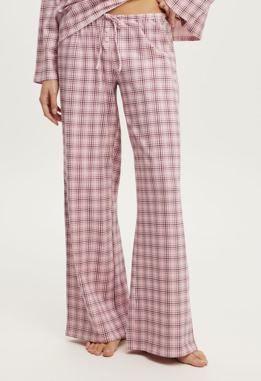 Cotton On - Dreamy soft wide leg pant - isla micro check pink kiss