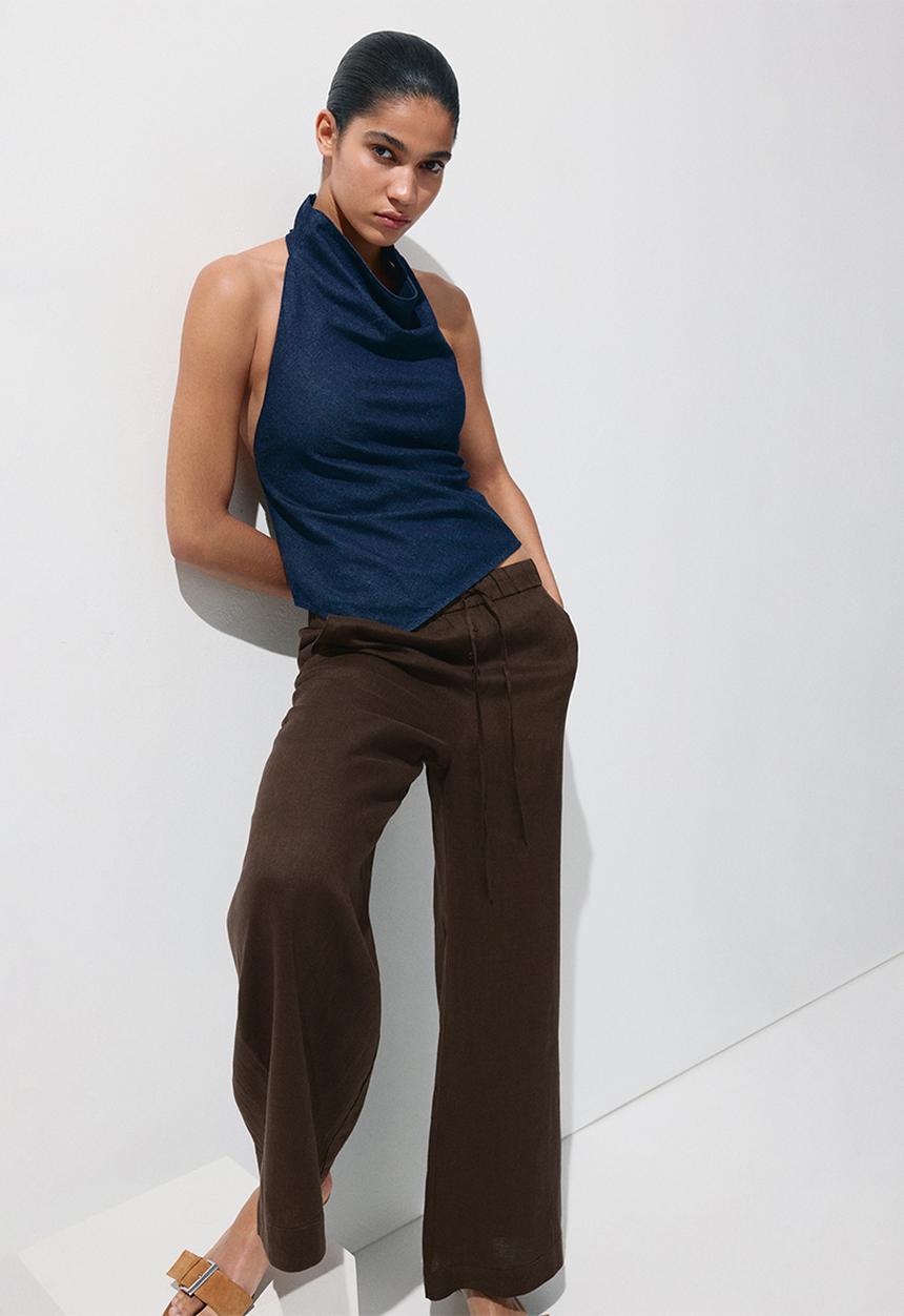 MANGO - Trousers soma - dark brown