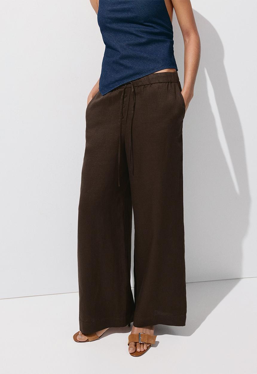 MANGO - Trousers soma - dark brown