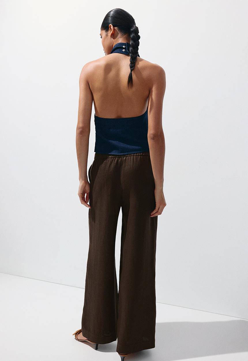 MANGO - Trousers soma - dark brown