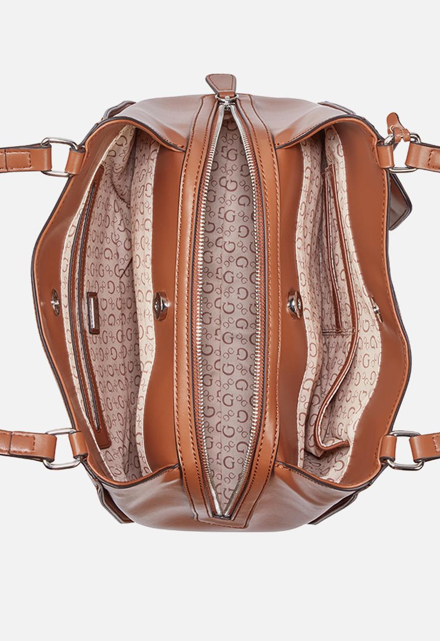 GUESS - Elsa Satchel Bag- Cognac