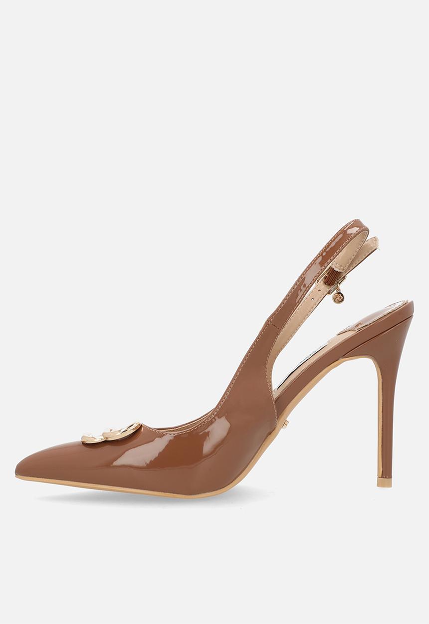 Miss Black - Lola 57 gold trim slingback heel - camel