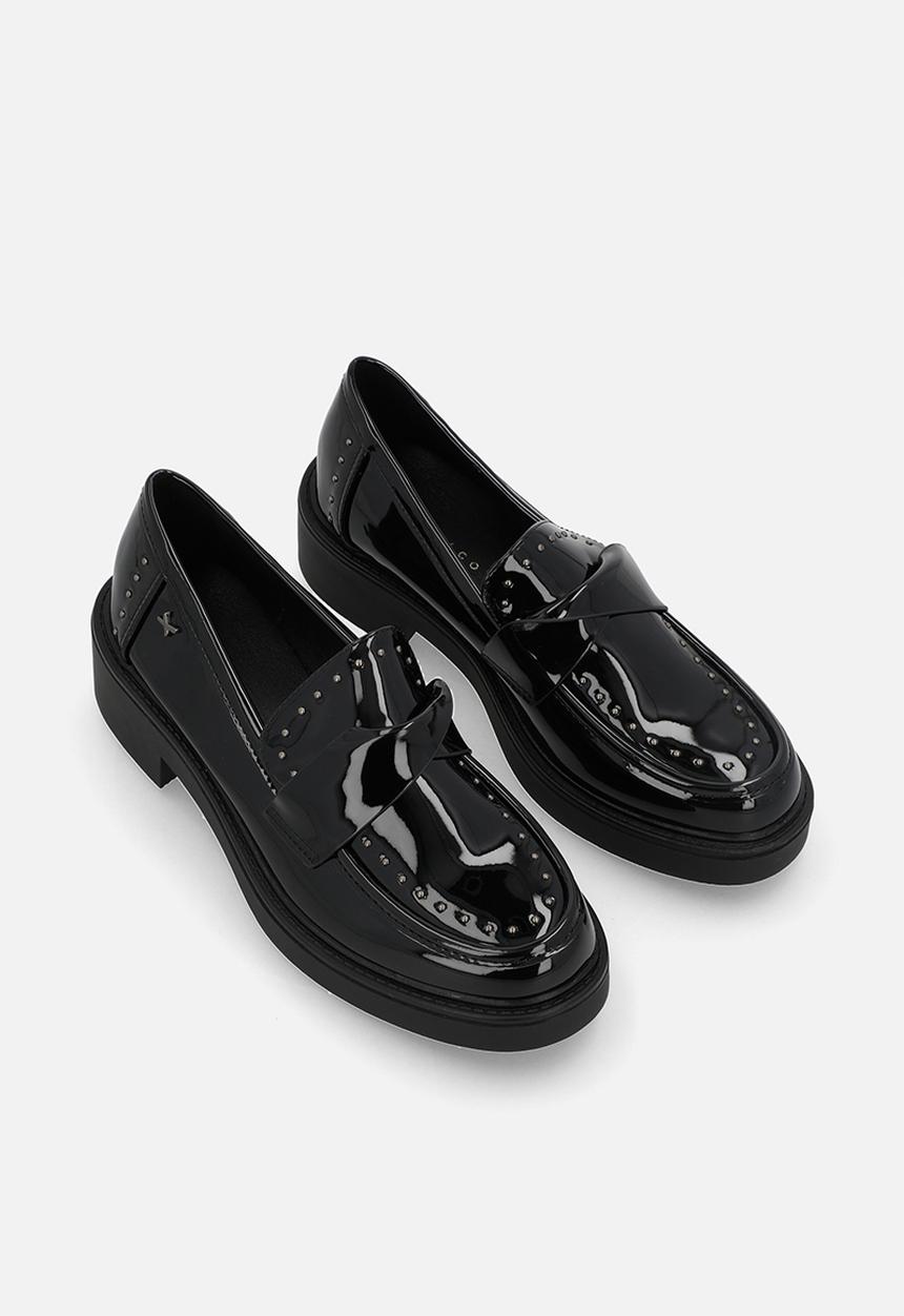 Rock & Co - Cryptic 3 metal stud chunky loafer - black