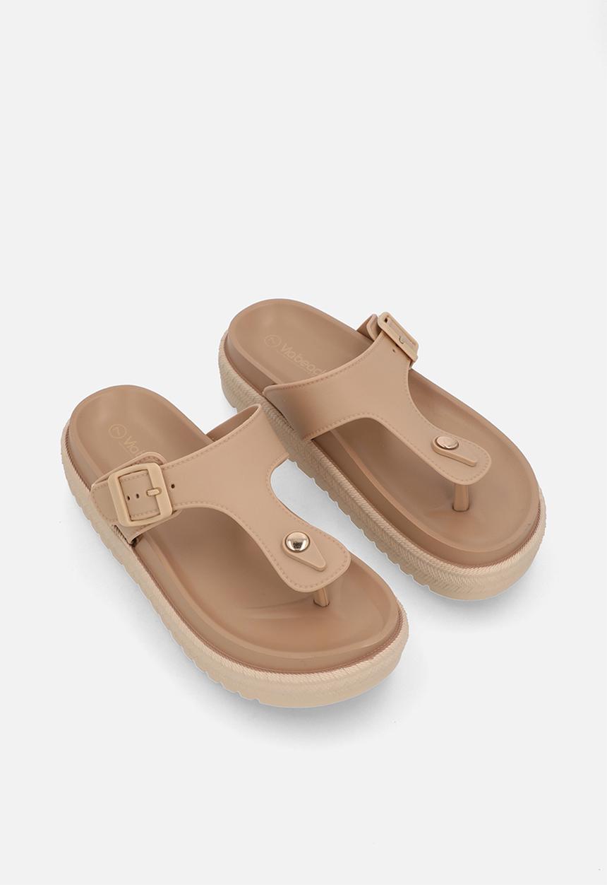 Viabeach - Resort 1 toe thong platform sandal - natural