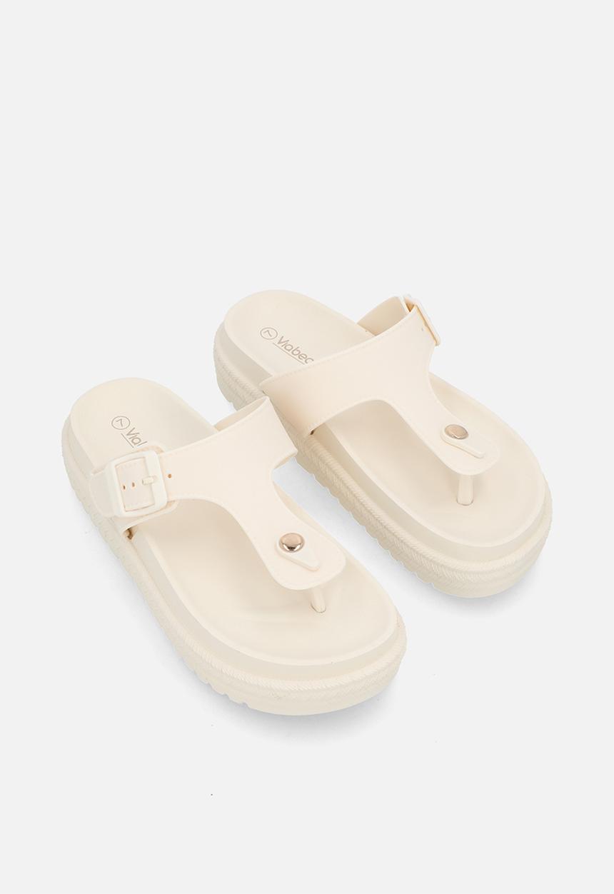 Viabeach - Resort 1 toe thong platform sandal - ivory