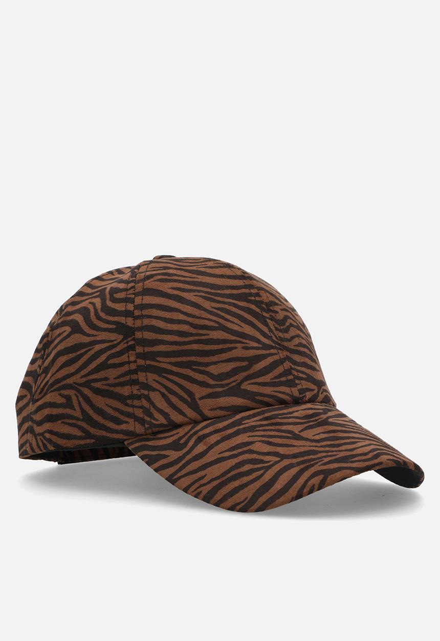Tessa Design - Mila Zebra Print Peak Cap-Brown/Black