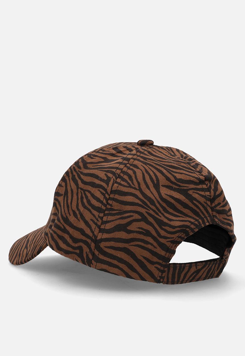 Tessa Design - Mila Zebra Print Peak Cap-Brown/Black