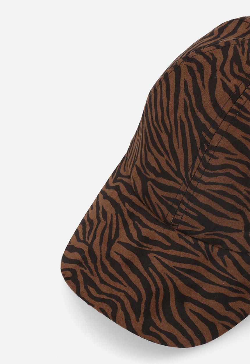 Tessa Design - Mila Zebra Print Peak Cap-Brown/Black