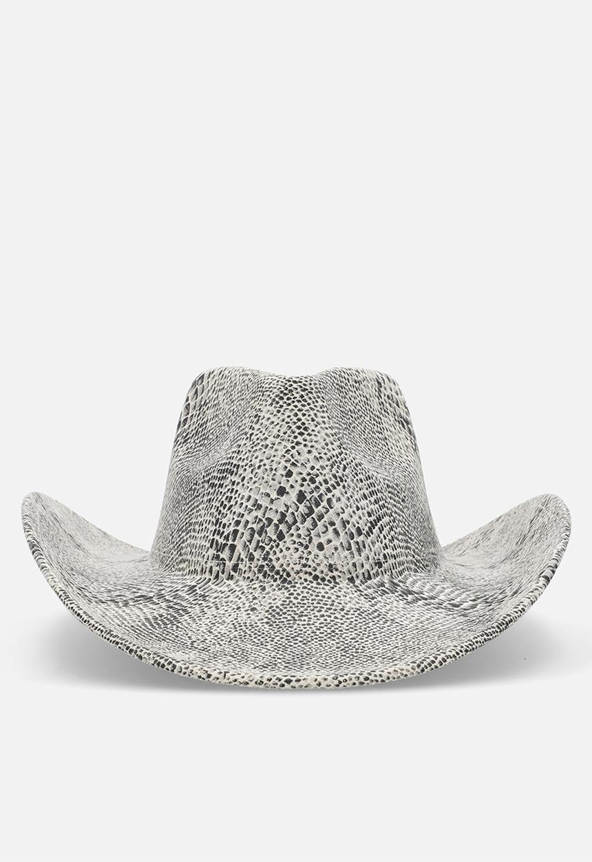 Tessa Design - Nico Snake Embossed Cowboy Hat - Grey