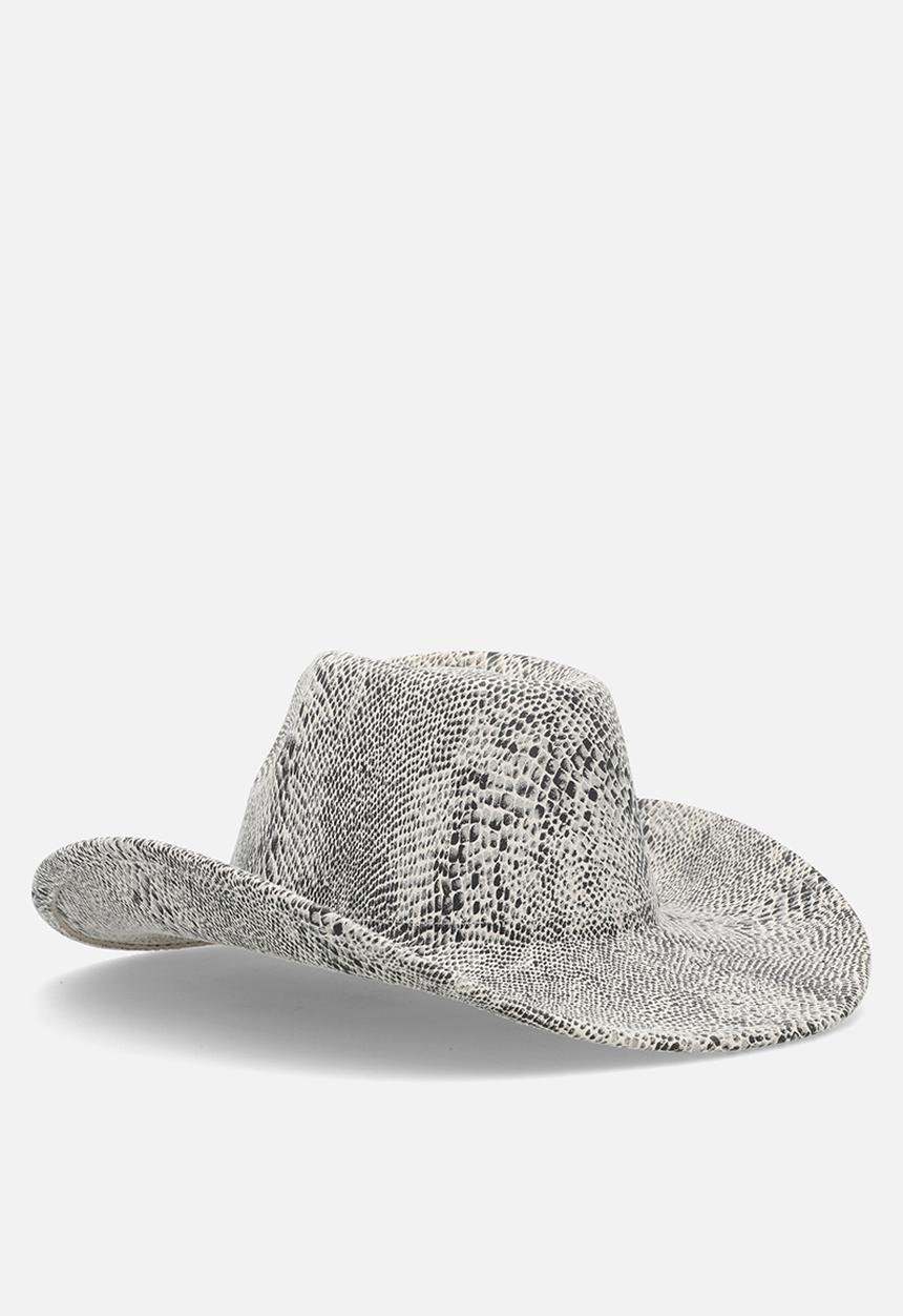 Tessa Design - Nico Snake Embossed Cowboy Hat - Grey
