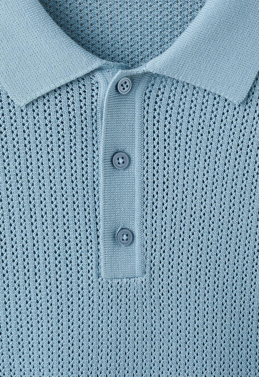 MANGO - Poloshirt Pointele - Turquoise