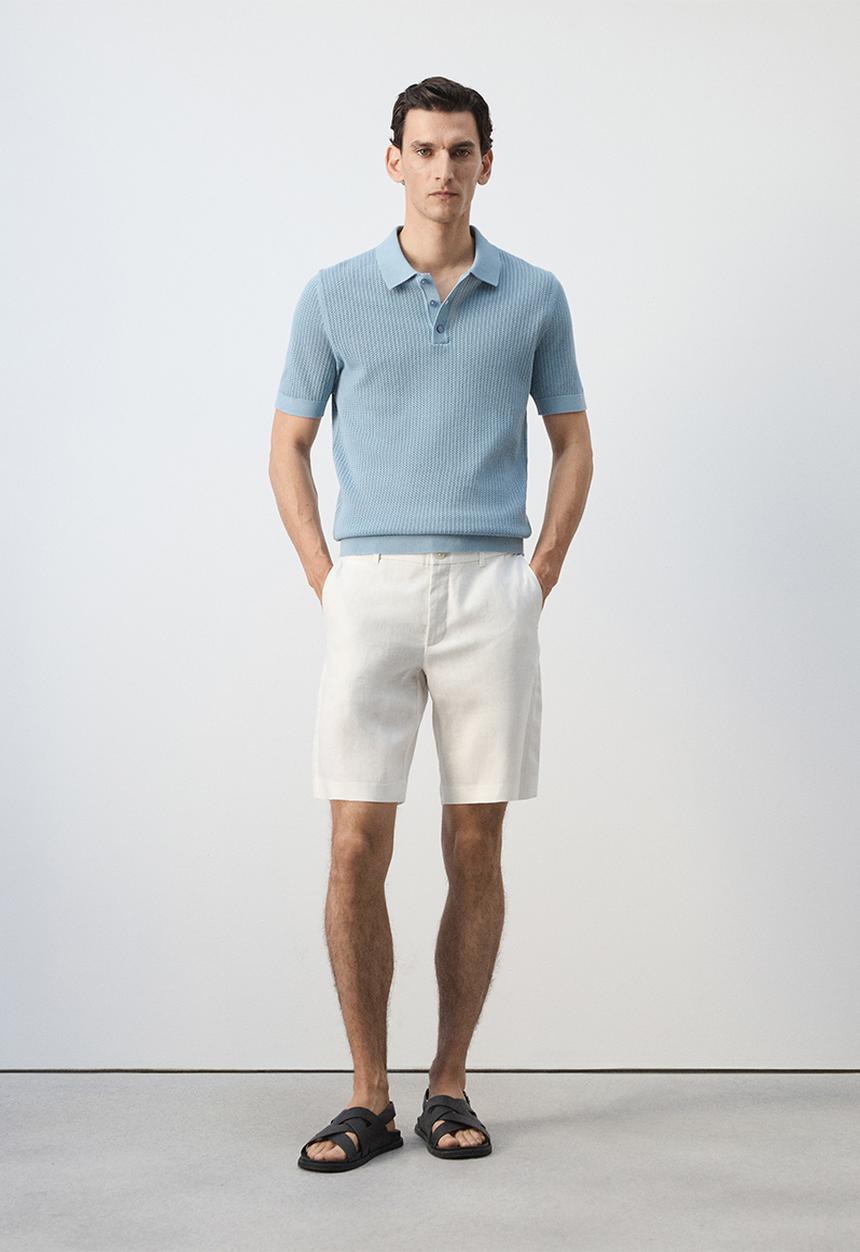 MANGO - Poloshirt Pointele - Turquoise
