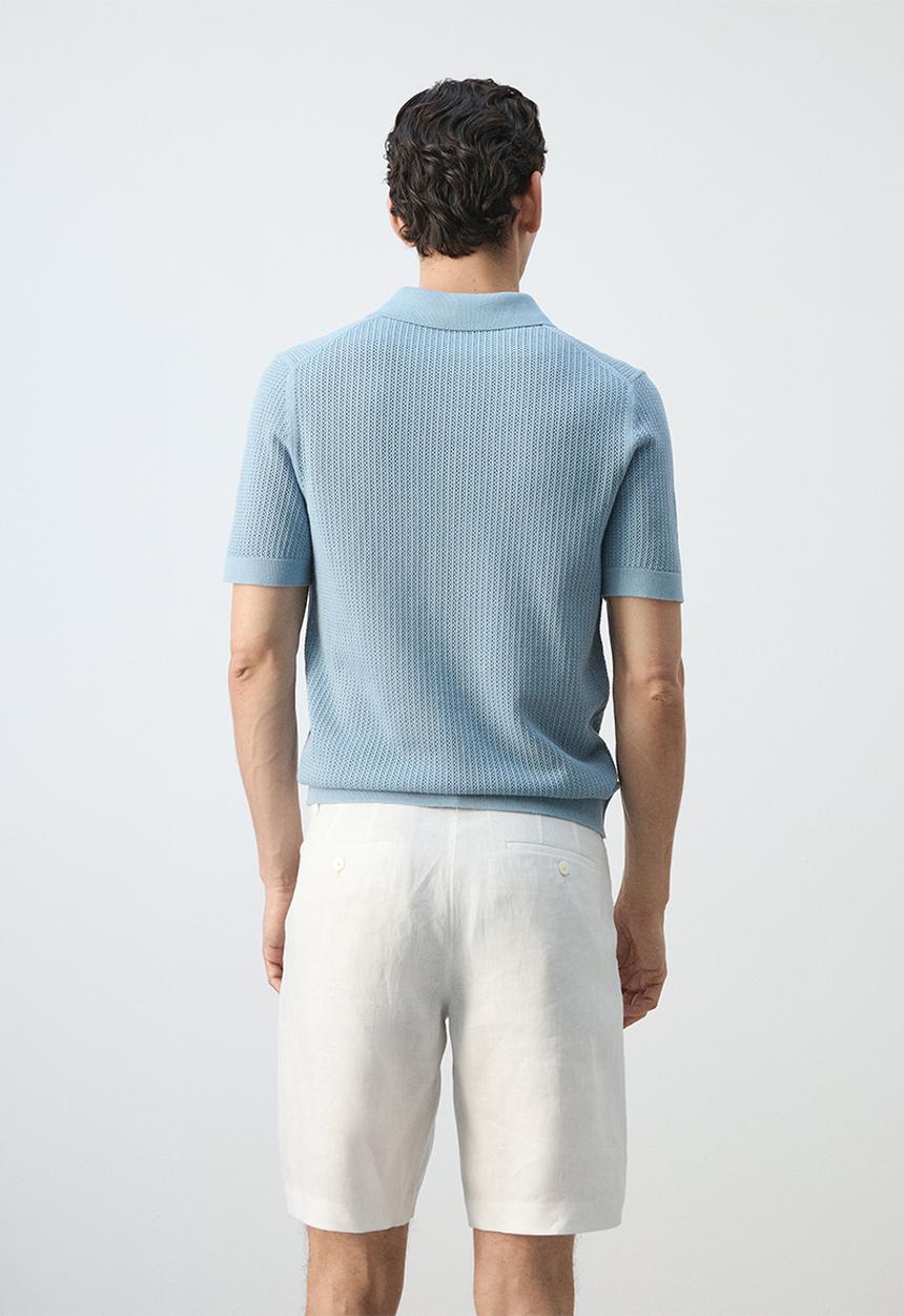 MANGO - Poloshirt Pointele - Turquoise