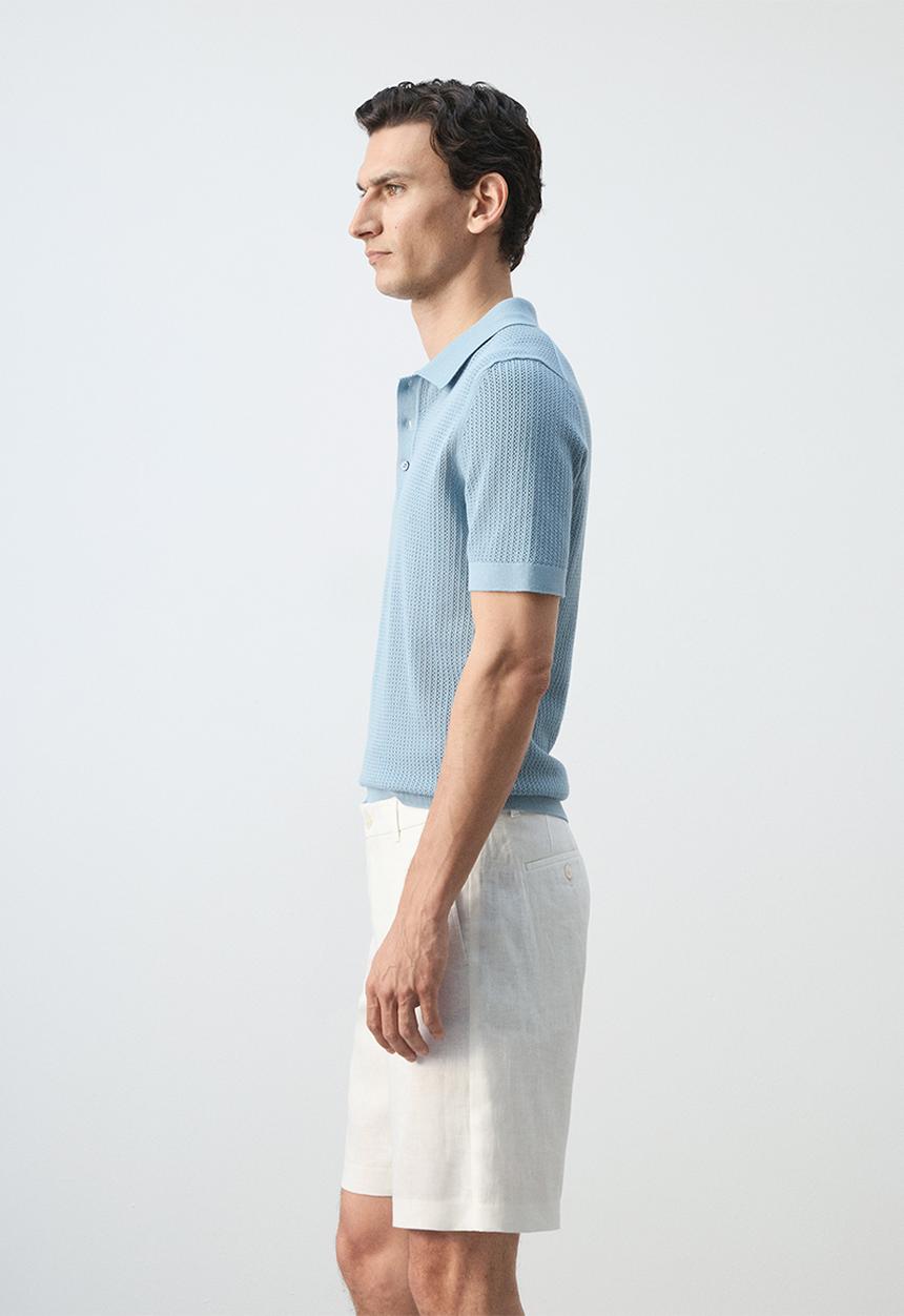 MANGO - Poloshirt Pointele - Turquoise