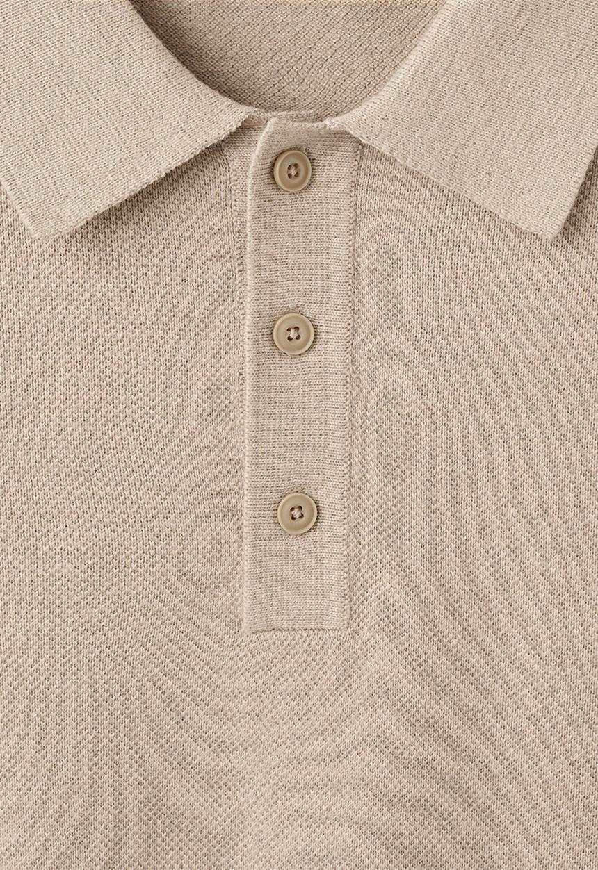 MANGO -  Andrew Fine knit cotton blend polo - Beige