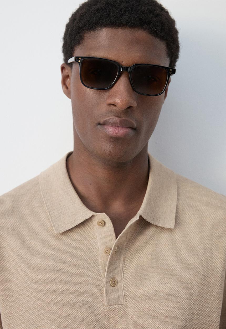 MANGO -  Andrew Fine knit cotton blend polo - Beige