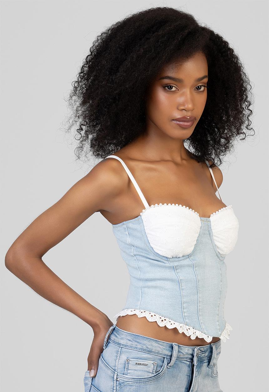 SISSY BOY - Jamie Denim Top  - Light Vintage