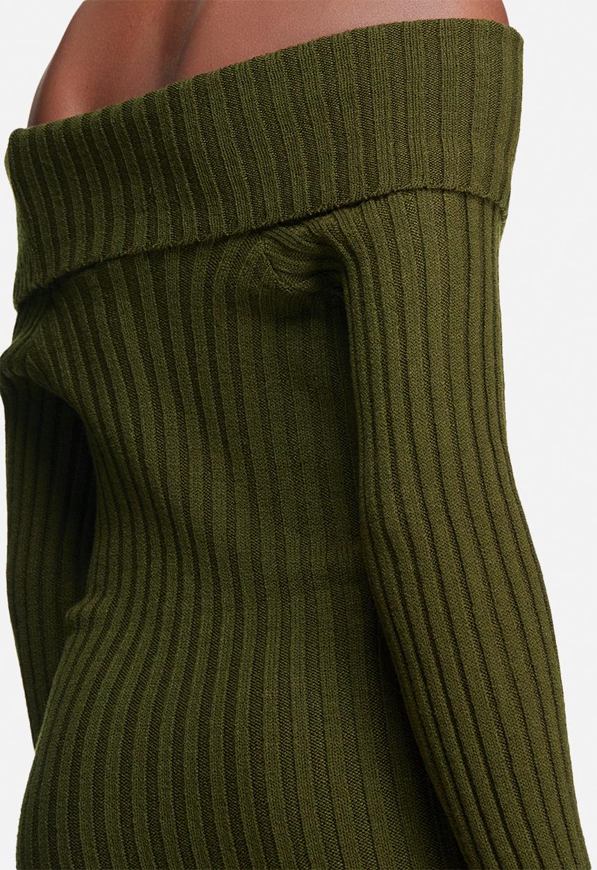 dailyfriday - Ribbed knit off shoulder dress