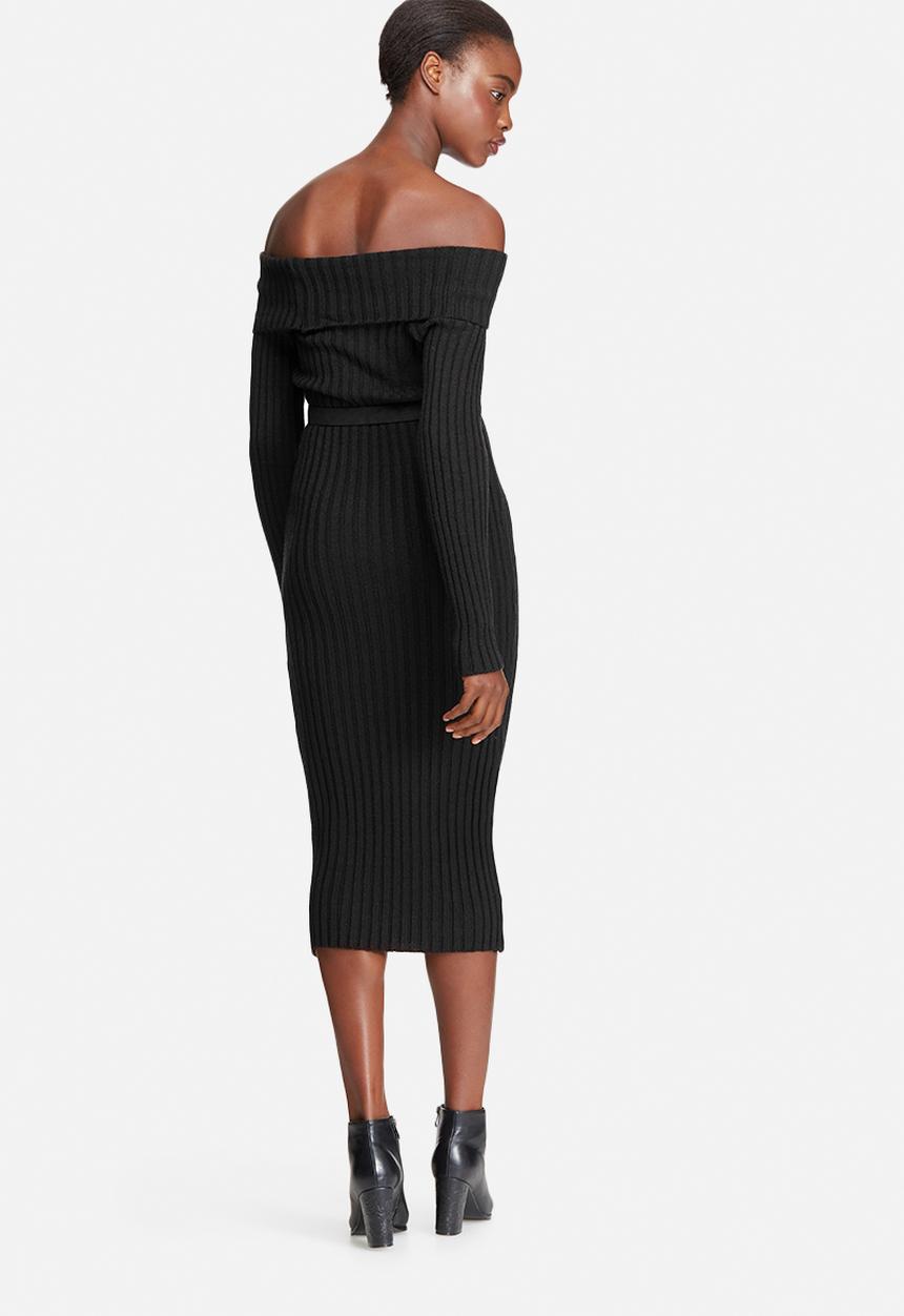 dailyfriday - Ribbed knit off shoulder dress