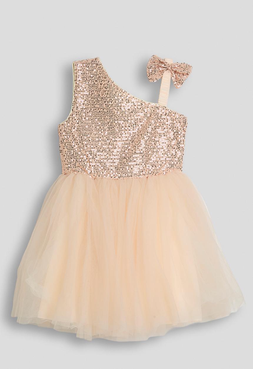 Pop Candy - Sequinned one shoulder bodice dress - peach