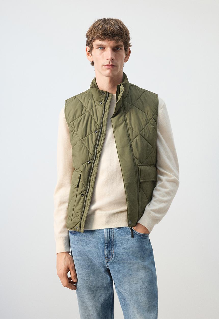 MANGO - Outer Vest Hugo - Dark Green