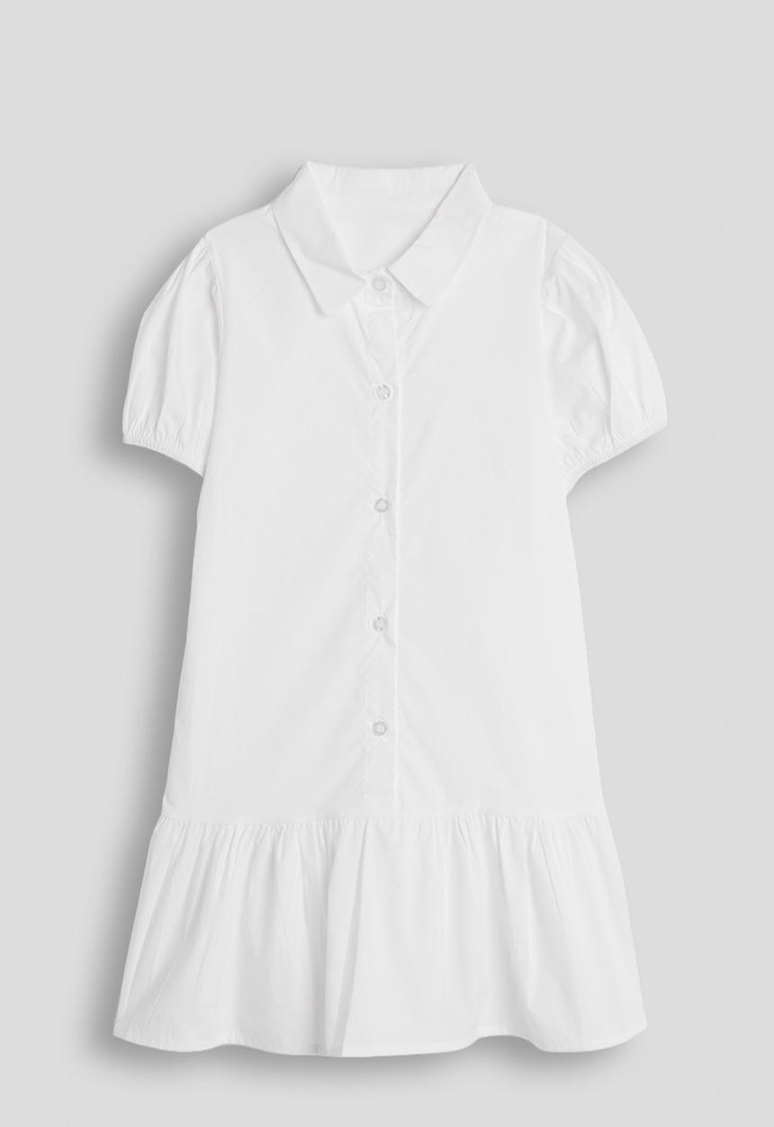 Pop Candy - Shirt dress with frilled hem - white