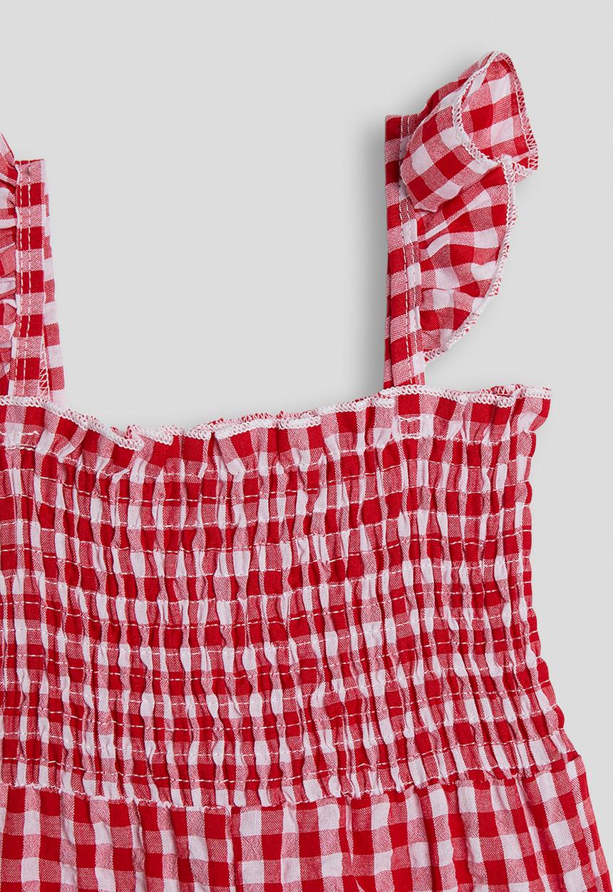Pop Candy - Shirred bodice jumpsuit - red gingham