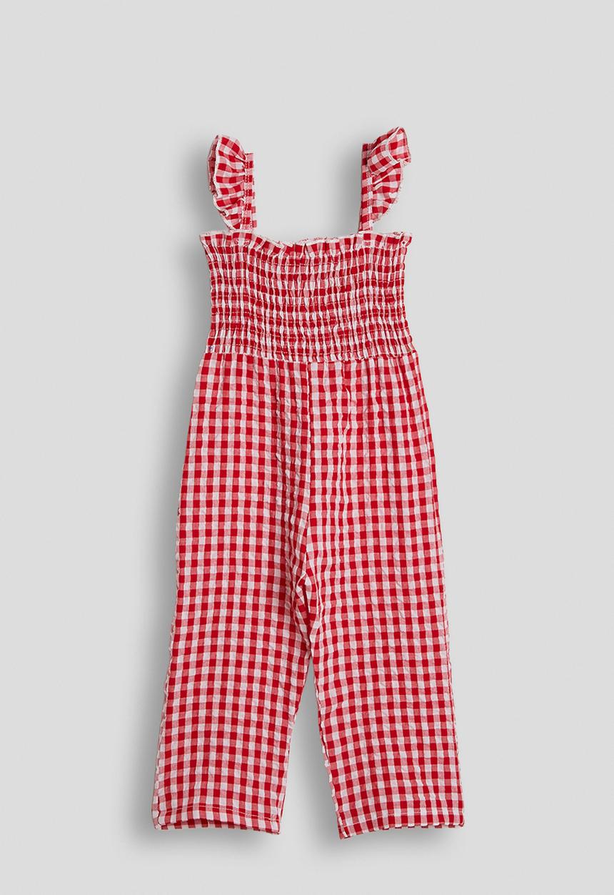 Pop Candy - Shirred bodice jumpsuit - red gingham