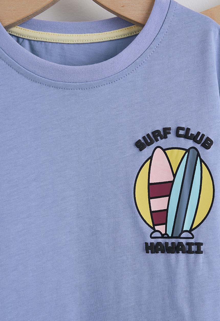 Pop Candy - Placement tee & printed shorts - dark blue